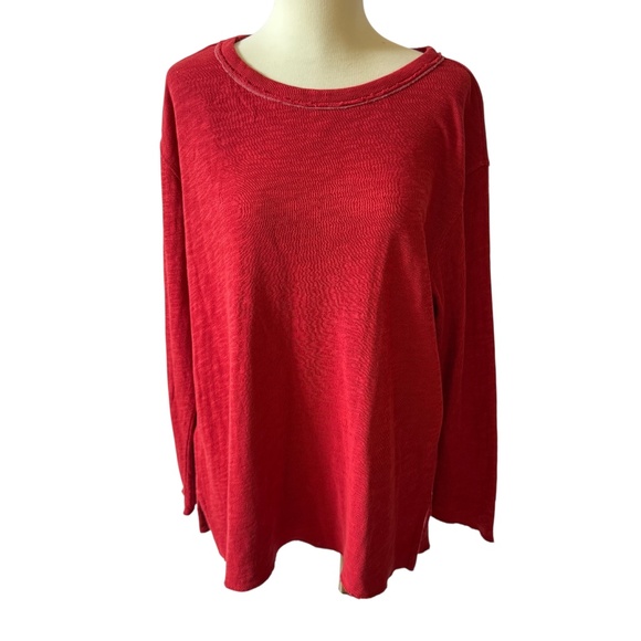 NORTH STAR BASE TEE SHIRT CREWNECK PREPPY CASUAL WEEKEND WEAR RAW EDGES RED 1-S - Picture 2 of 12